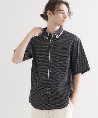 2枚衿ドット柄シャツ
