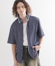 2枚衿ドット柄シャツ