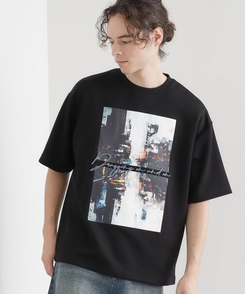 アーバングラフィックブラシ刺繍Tシャツ
