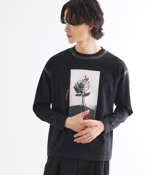 フラワーフォトエンブロヘビーウェイトスムースTシャツ