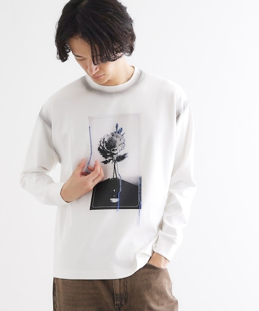 フラワーフォトエンブロヘビーウェイトスムースTシャツ