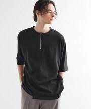 ウェーブ切替ジップTシャツ