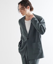 【セットアップ対応】ポリツイルノーカラージャケット