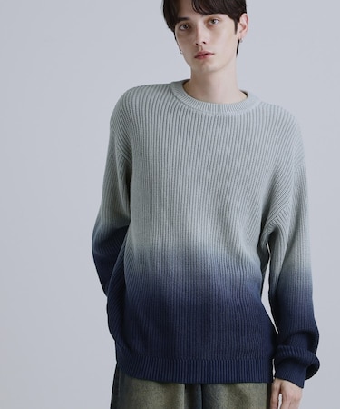 コットン畔編みグラデーションニット