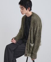 【WEB限定】バイカラーフェザーニットカーディガン
