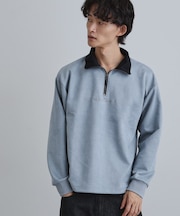 ポンチスウェードハーフジップ