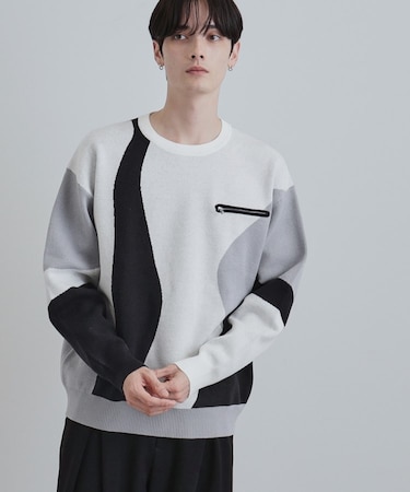 カラースキーム胸ZIPニット