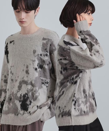 ルーズシルエットアブストラクトシャギーニットプルオーバー