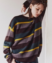 90sシャギーボーダークルーネックニット