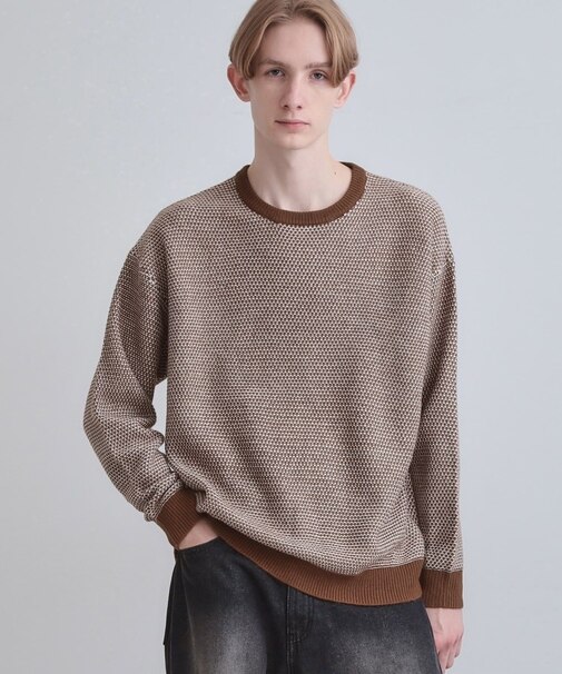 バーズアイライクボーダーニット