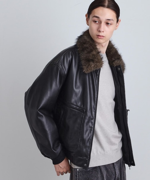 ヴィンテージライク衿フェイクファーブルゾン