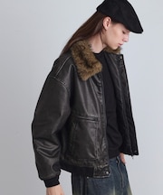 ヴィンテージライク衿フェイクファーブルゾン