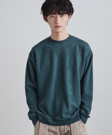 膨れジャカードクルーカットソー