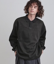 ヘリンボンジャカードスキッパーポロシャツ