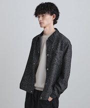 衿配色ツイードシャツ