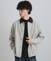 衿配色ツイードシャツ