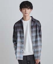 グラデーションプリントネルシャツ