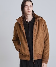 中綿スエードキルトフードブルゾン