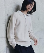 ハーフジップニットポロシャツ