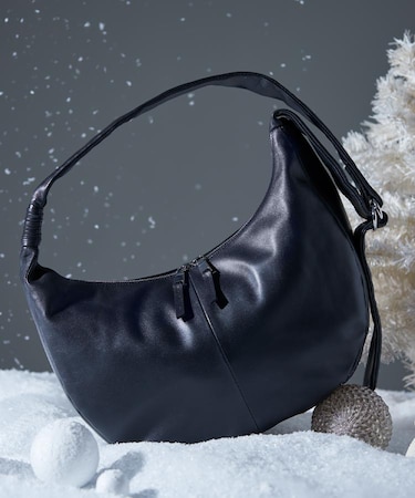 【牛革使用】リアルレザーラウンドショルダーバッグ