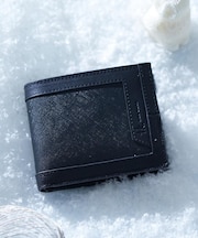 【本革】トリミング二つ折りウォレット