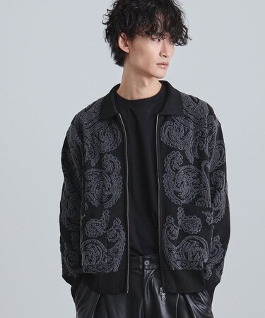 【洗える】ペイズリージップカーディガン