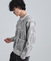 【洗える】ペイズリージップカーディガン