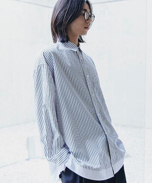レイヤードストライプシャツ