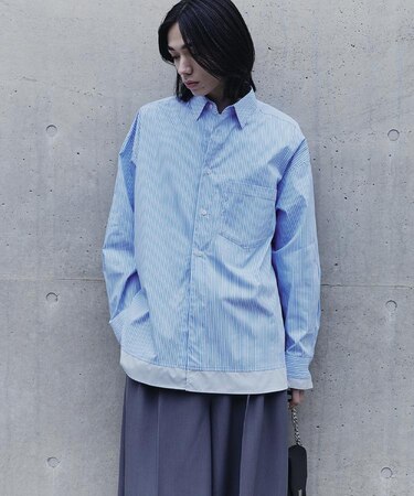 レイヤードストライプシャツ