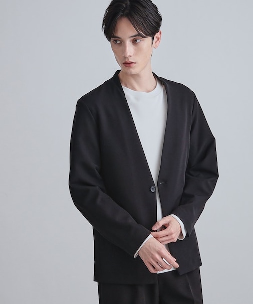 【セットアップ対応】360度ストレッチノーカラージャケット