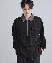 ハードポンチハーフジップポロカットソー