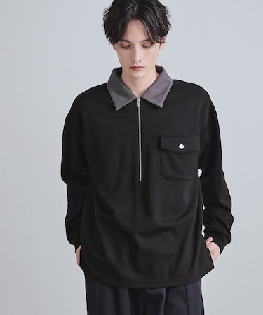 ハードポンチハーフジップポロカットソー