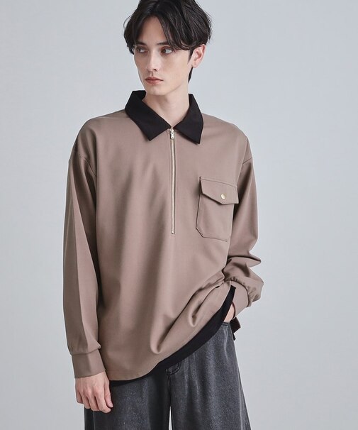 ハードポンチハーフジップポロカットソー