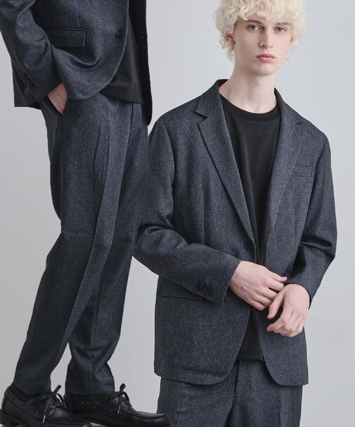 【上下2点セット】洗えるピンヘッドストレッチセットアップ/ビジネスOK