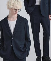 【上下2点セット】洗えるピンヘッドストレッチセットアップ/ビジネスOK