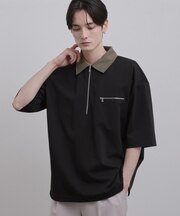 配色ハーフジップカットソー