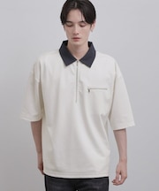 配色ハーフジップカットソー