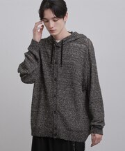 パターンドメッシュニットパーカー