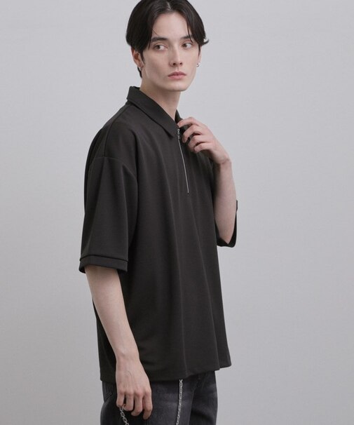 ジョーゼットハーフジップポロカットソー