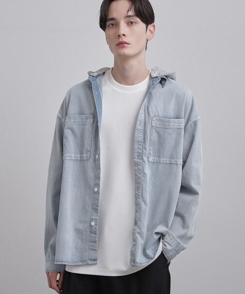 【2WAY】フード付デニムシャツ
