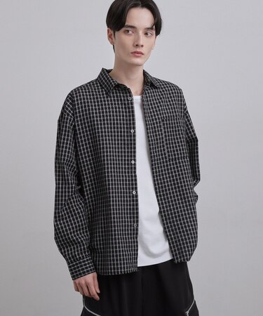 シアサッカーチェックシャツ