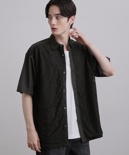 ボタニカルレースシャツ