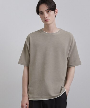 リブフェイクレイヤードTシャツ