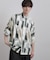 【今、売れています。】アブストラクトドルマンとろみシャツ/さらっとタッチ/ドレープ/美シルエット/総柄シャツ/モード