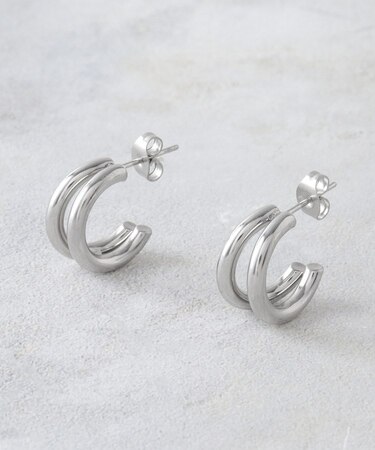 【ステンレス】ダブルフープピアス