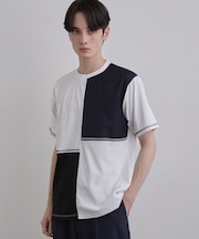異素材ブロック切替Tシャツ