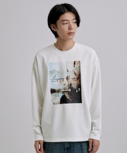 ブラシ刺繍長袖Tシャツ