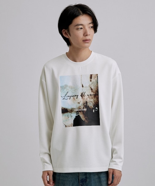 ブラシ刺繍長袖Tシャツ