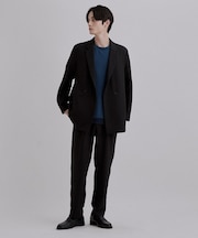 【さらりタッチシリーズ/上下2点セット】ダブルジャケットセットアップ/ダブルジャケット/ストレートパンツ/防シワ/洗濯可/イージーケア/高汎用性/スーツ