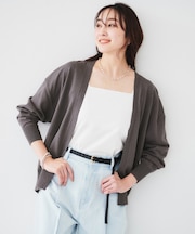 【体型カバー/通勤/冷房対策】釦レスカーディガン